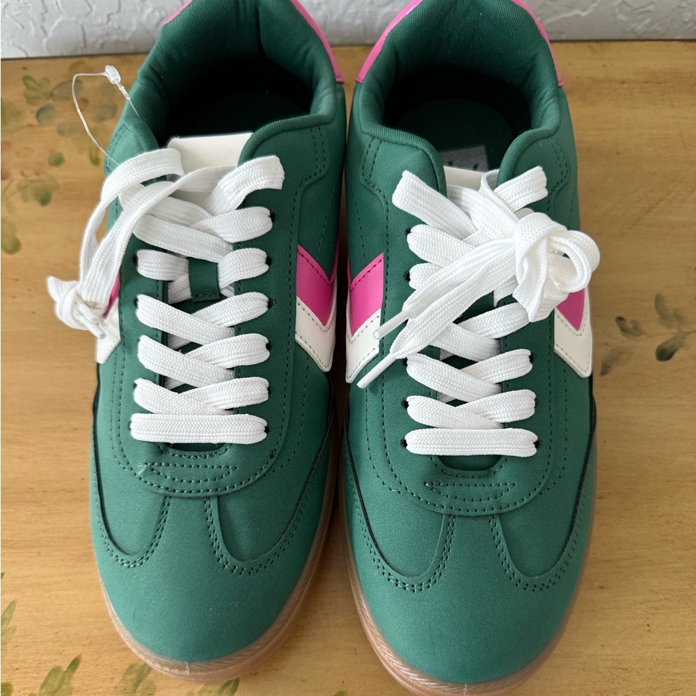 DV by Dolce Vita Green and Pink Sneakers with White Laces